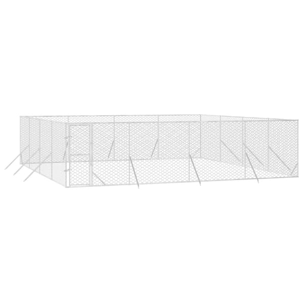 Hundgård för utomhusbruk silver 8x8x2 m galvaniserat stål