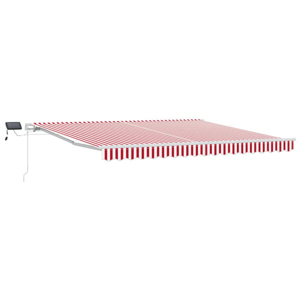 Utdragbar markis Röd och Vit 400 × 300 cm Duk och Aluminium