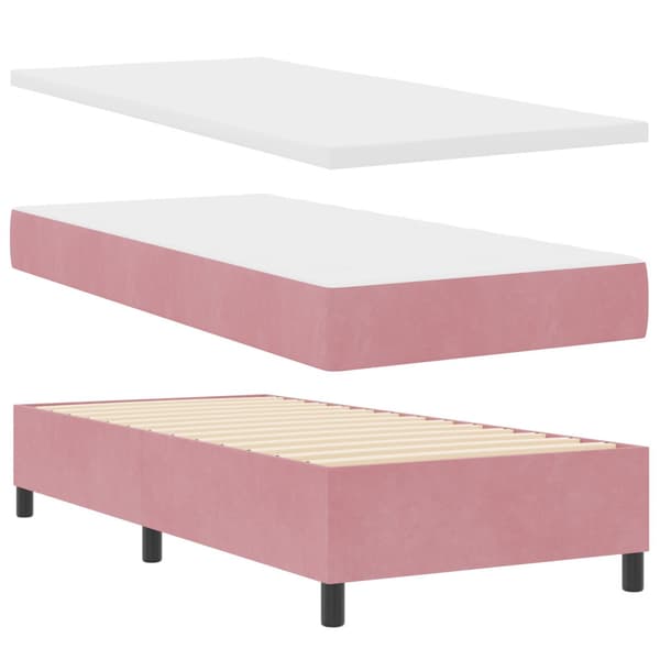 Bäddfjäder med huvudgavel Rosa 80 x 200 cm Sammet