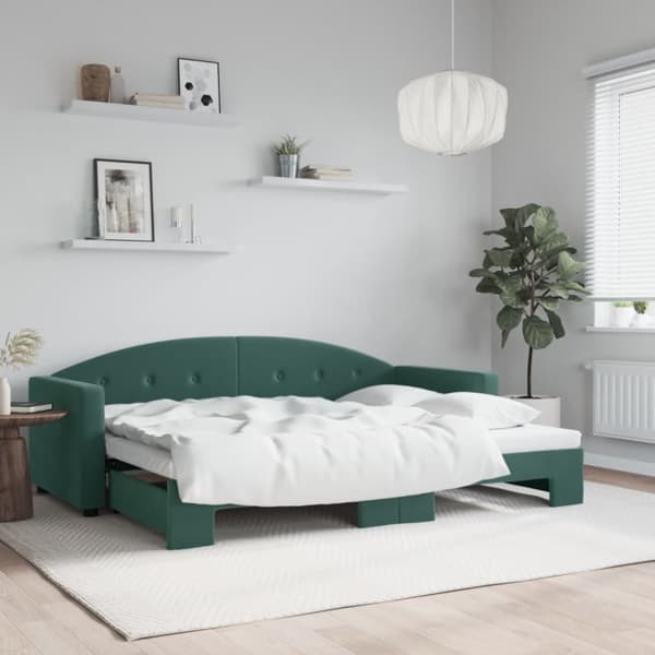 Dagbädd utdragbar mörkgrön 80x200 cm sammet