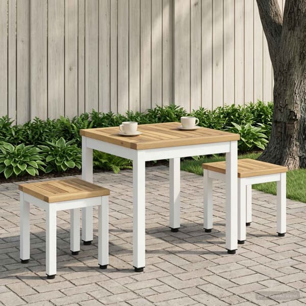 Kaffeebord Vit 40 x 40,5 x 36 cm Massivt Akaciaträ