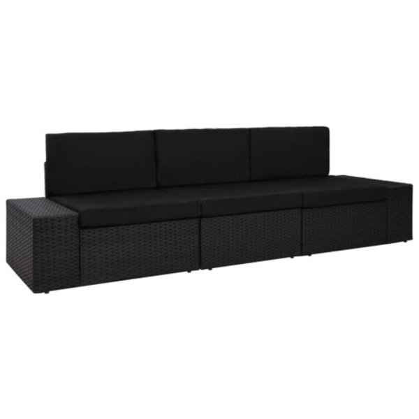 Modulsoffa 3-sits konstrotting svart