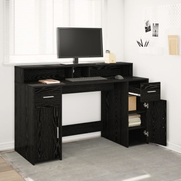 Skrivbord Svart ek 140x55x91 cm Konstruerat trä