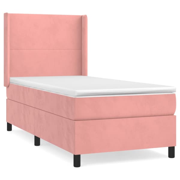 Ramsäng med madrass rosa 100x200 cm sammet