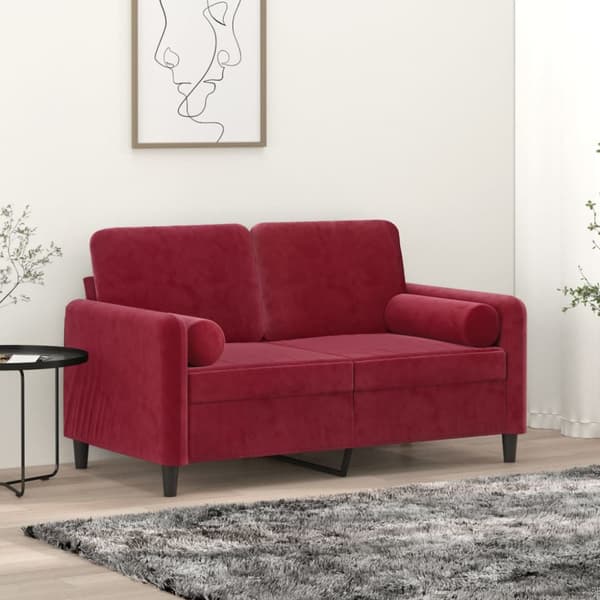 Prydnadskuddar 2 st vinröd Ø15x50 cm sammet