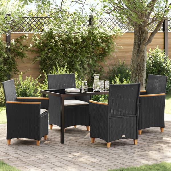 Trädgårdsmöbelset 5 pcs Svart konstrotting