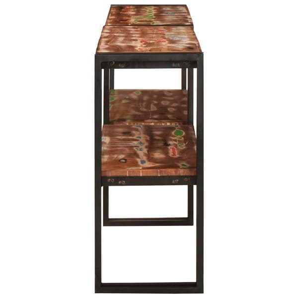 Konsolbord med hylla Flerfärgsdesign Solid återvunnen trä