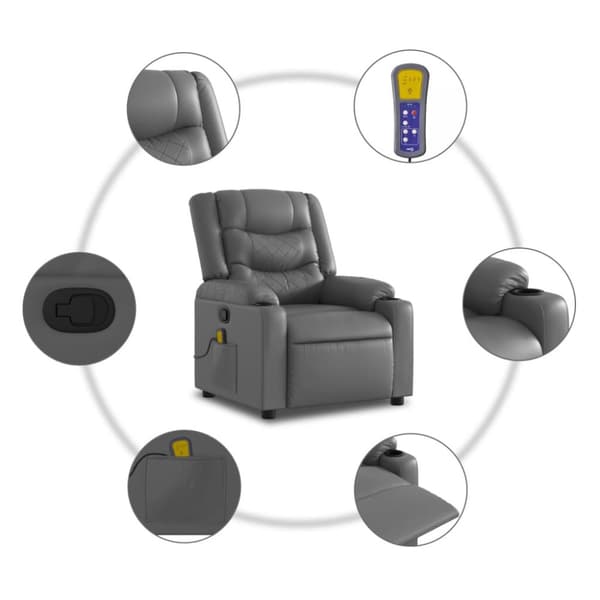 Massagefåtölj grå konstläder