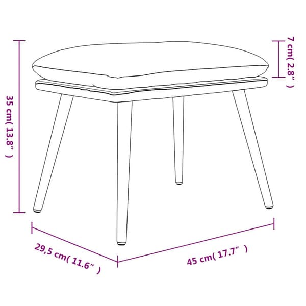 Fotpall vinröd 45x29,5x35 cm sammet