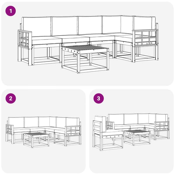 Utomhussoffset med kudde 6 pcs Naturlig och Antracit