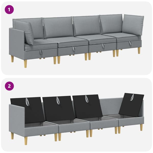Möbelset för vardagsrummet med kudde 4 pcs Ljusgrå Tyg