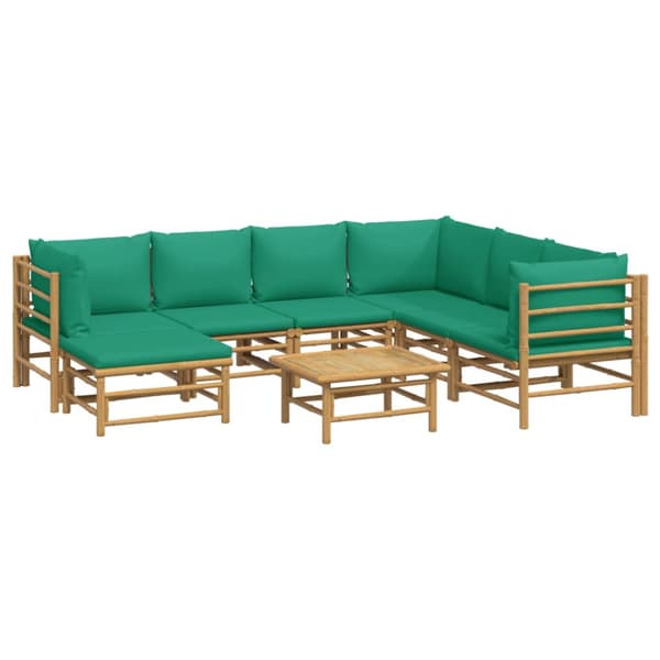 Loungegrupp 8 delar gröna dynor bambu