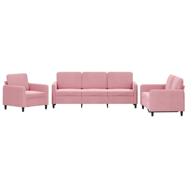 Soffgrupp 3 delar rosa sammet