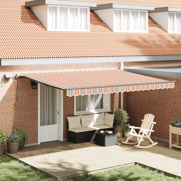 Utfällbar markis Flerfärgsdesign 450 ×350 cm tyg
