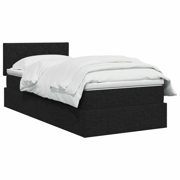 Förvaringssäng med madrass Svart 90 x 200 cm Sammet