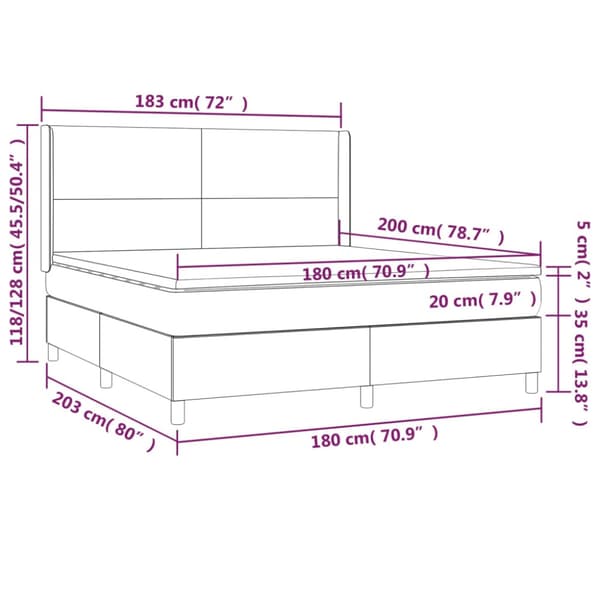 Ramsäng med madrass vit 180x200 cm konstläder
