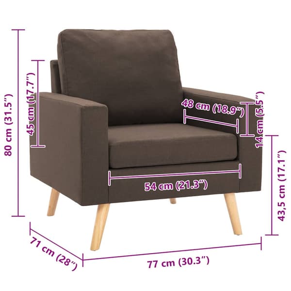 Fåtölj brun tyg
