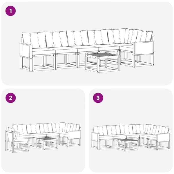Utomhussoffset med kudde 7 pcs Naturlig och Grädde