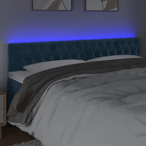 Sänggavel LED blå 200x7x78/88 cm sammet