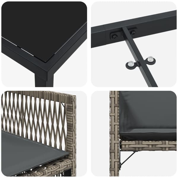 Trädgårdsmöbelset 9 pcs Grå konstrotting