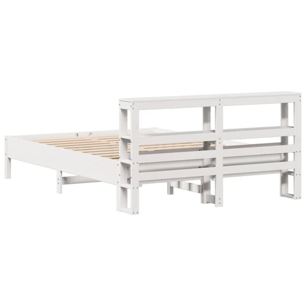 Sängram utan madrass vit 150x200 cm massiv furu