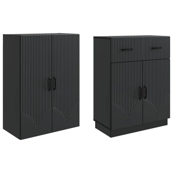 Skåpset 2 pcs Svart Konstruerat trä