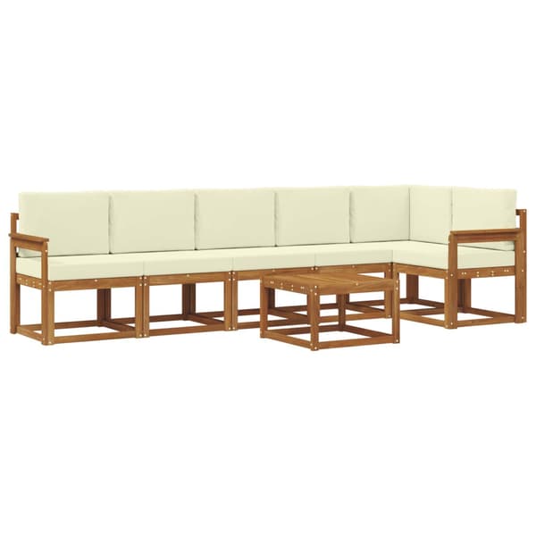Utomhussoffset med kudde 7 pcs Naturlig och Grädde