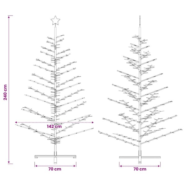 Träjulgran 240 cm Bambu och massiv furu Mörkbrun
