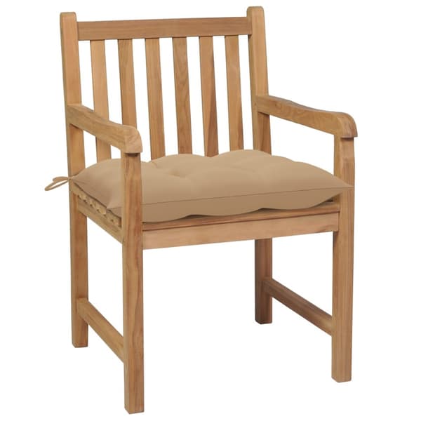 Trädgårdsstolar med beige dynor 4 st massiv teak