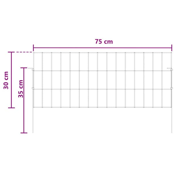Trädgårdsstängsel med pålar 12 pcs 75 x 30 cm Mesh Silver