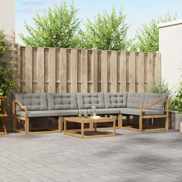 Utomhussoffset 6 pcs Vit och ljusgrå 79 x 79 x 37 cm