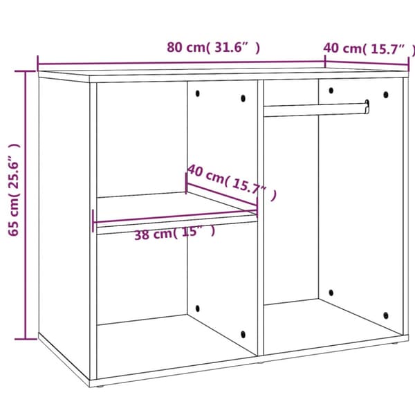 Klädskåp vit högglans 80x40x65 cm konstruerat trä