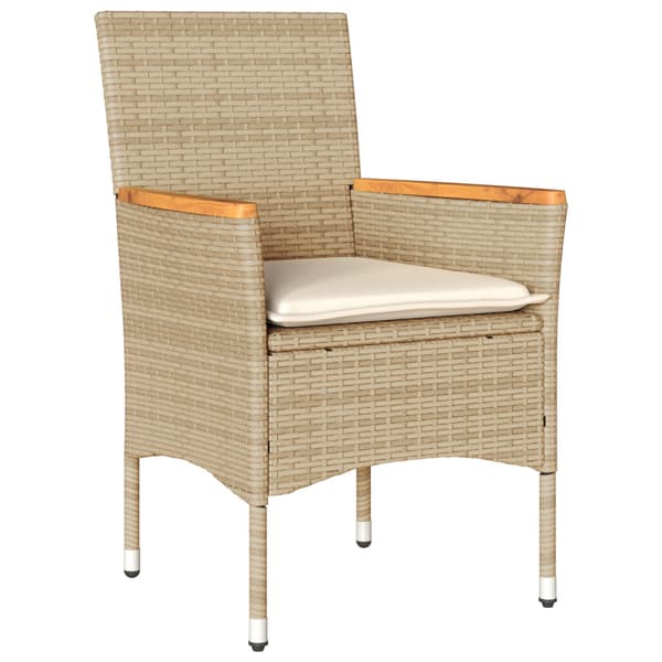 Trädgårdsmöbelset med kudde 5 pcs Beige konstrotting