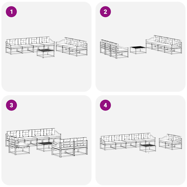 Utomhussoffset med kudde 7 pcs Vit och grädde