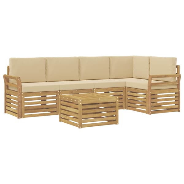 Utomhussoffset 6 pcs Vit och Beige 59 x 59 x 37 cm Polyester