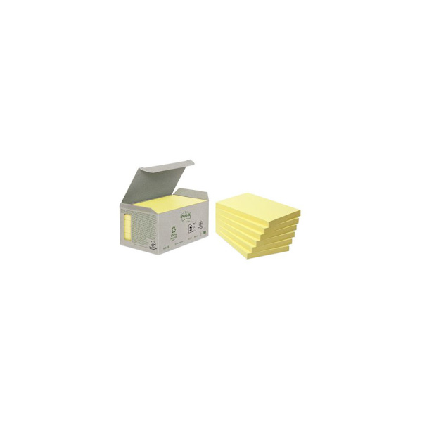 Notes POST-IT 100%recyc 127x76mmgul 6/fp