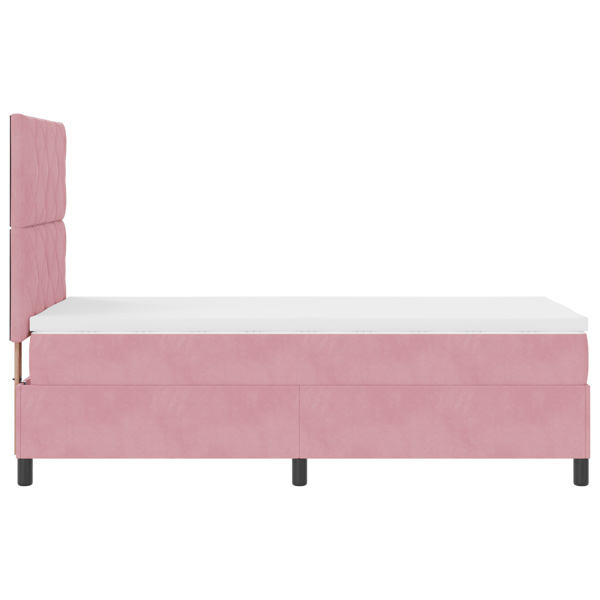 LED Box Säng med huvudgavel Rosa 90 x 200 cm Sammet