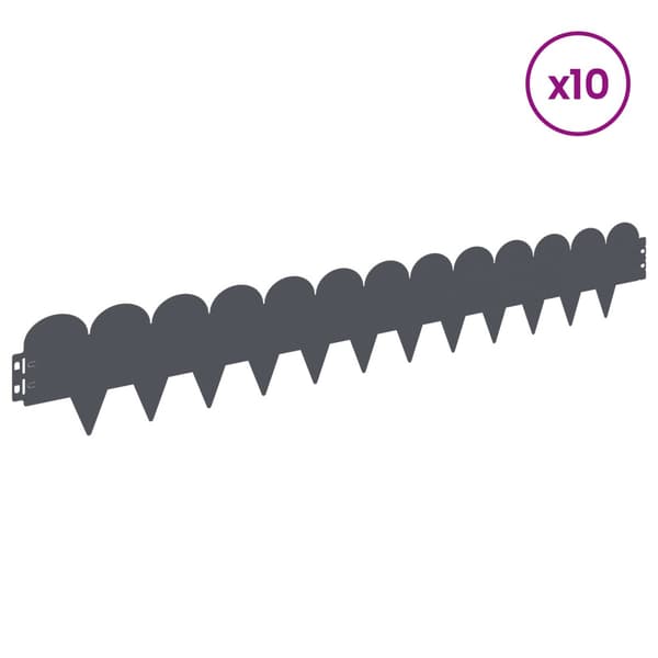 Kant för gräsmatta 10 pcs 103 x 15 cm Stål Antracit