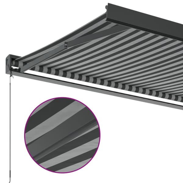Markis infällbar antracit och vit 5x3 m tyg&aluminium