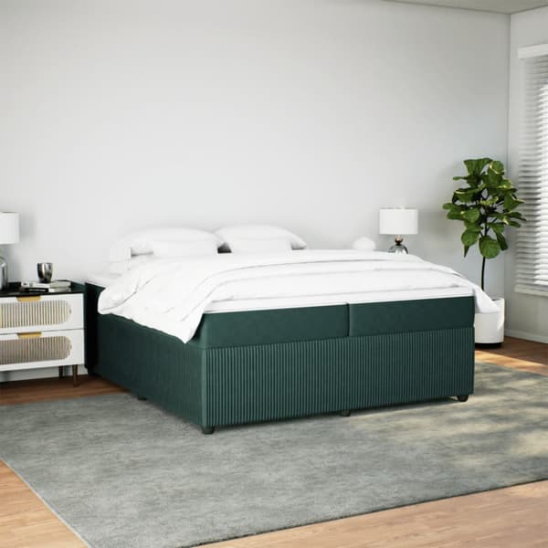 Ramsäng med madrass mörkgrön 200x200 cm sammet