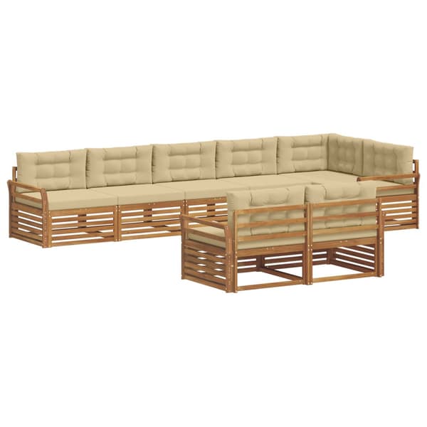 Utomhussoffset med kudde 8 pcs Naturlig och Beige