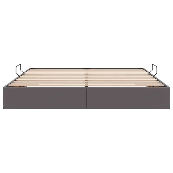 Ottoman Sängram med lagring Grå 180 x 200 cm Konstläder