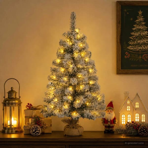Mini julgran 45 cm 25 LED-lampor Varmvit PVC Grön och Vit