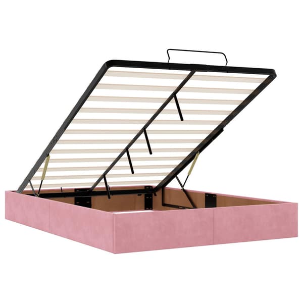 Ottoman-säng med madrass och LED Rosa 140 x 190 cm Sammet