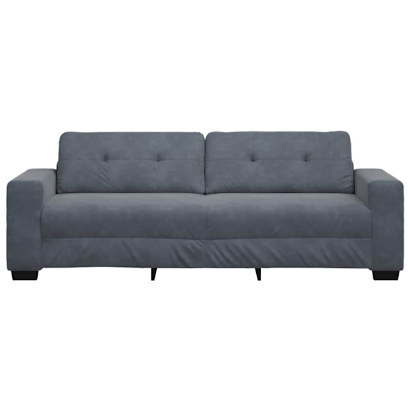 3-sitssoffa mörkgrå 220x78x80 cm sammet