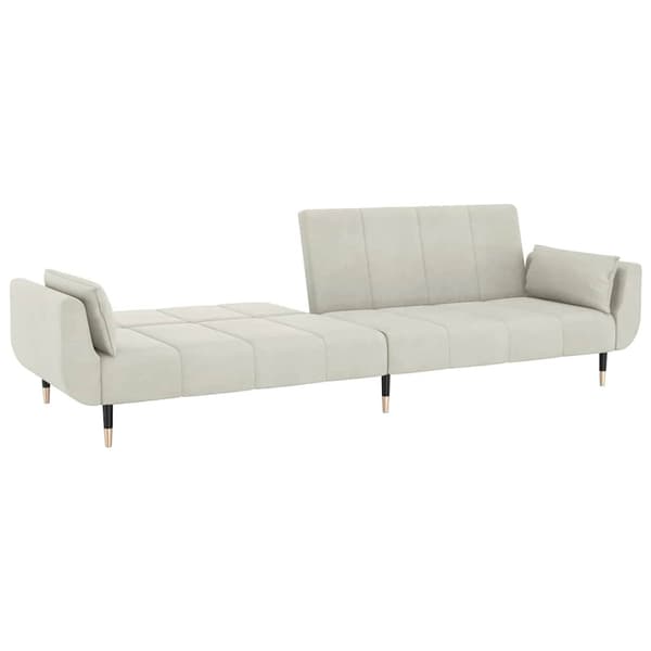 Bäddsoffa 2-sits med två kuddar gräddvit sammet