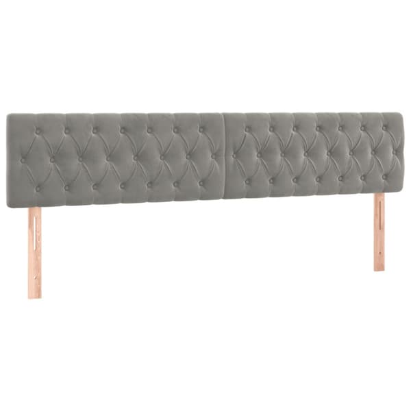 Ramsäng med madrass ljusgrå 180x200 cm sammet