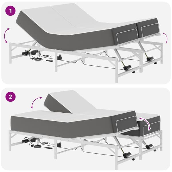 Elektrisk Justerbar Säng Ram Vit 140 x 190 cm Stål