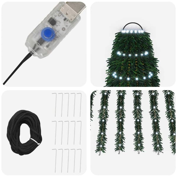LED Julgran 150 cm 240 LED-lampor Kallvit Stål Grön