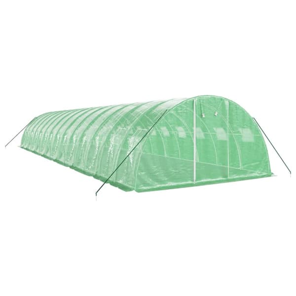 Växthus med stålram grön 56 m² 14x4x2 m
